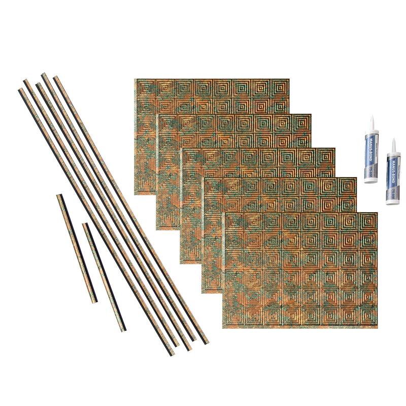 FASÄDE Miniquattro Decorative Vinyl Backsplash Panel - 15 Sq Ft Kit - Copper Fantasy