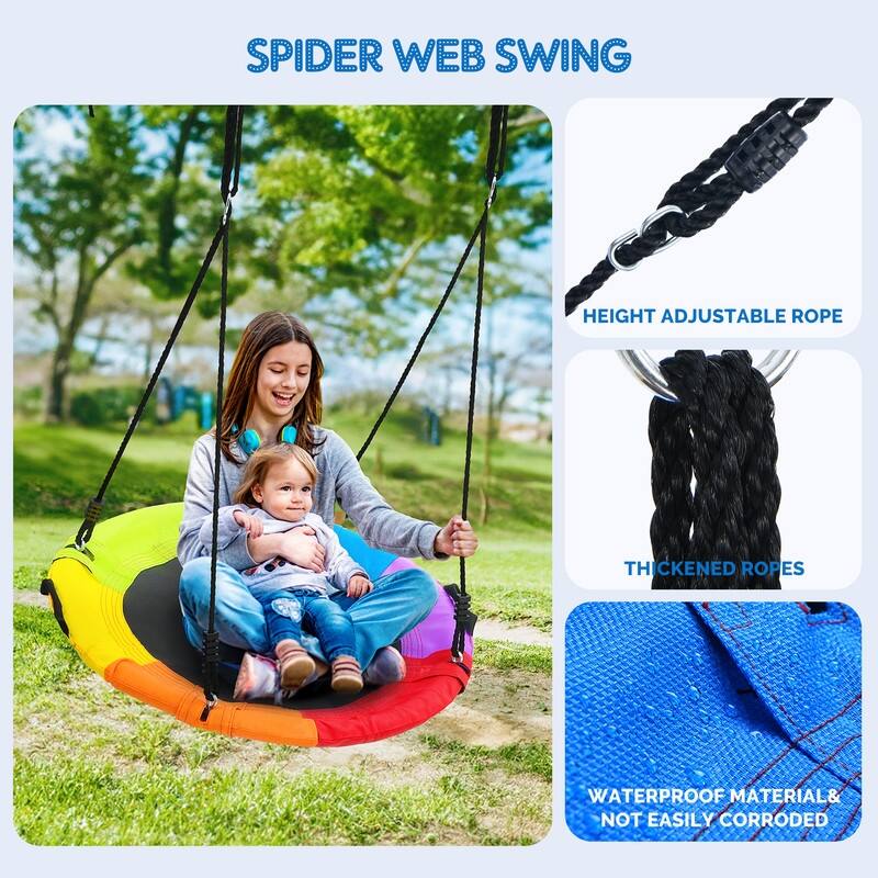 Hapfan 500lb Heavy Duty Metal Swing Sets for Backyard with 3 Swings