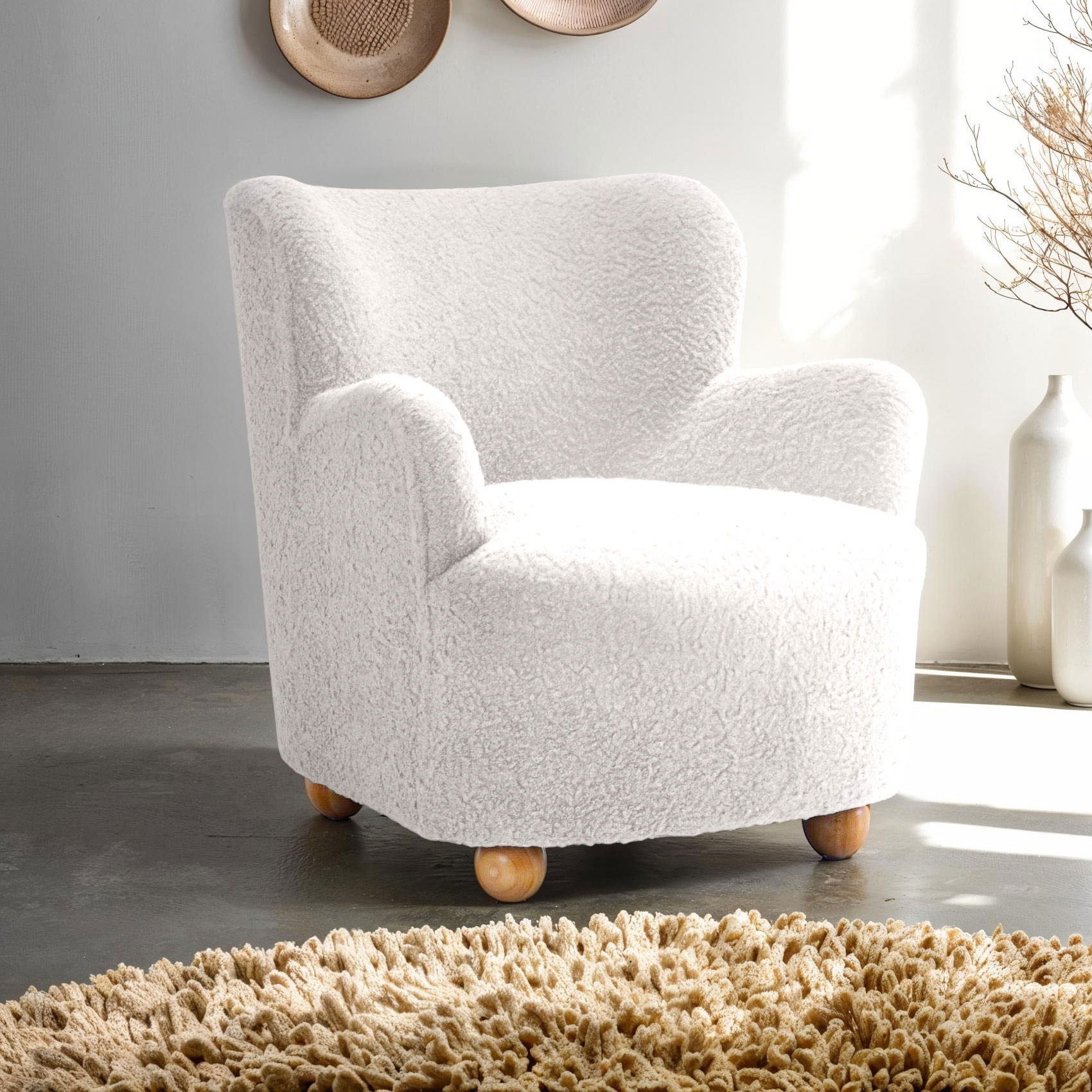 Furniture of America Oona Modern Boucle Wing Accent Chair
