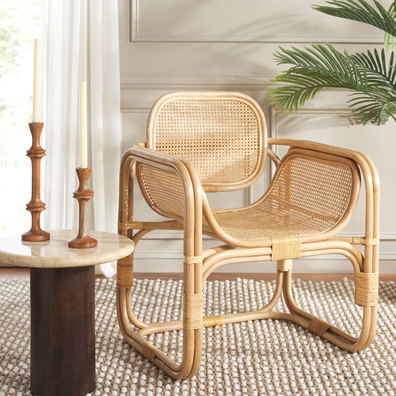 SAFAVIEH Nadie Rattan Accent Chair (Fully Assembled) - 28"W x 28"D x 35"H - Natural