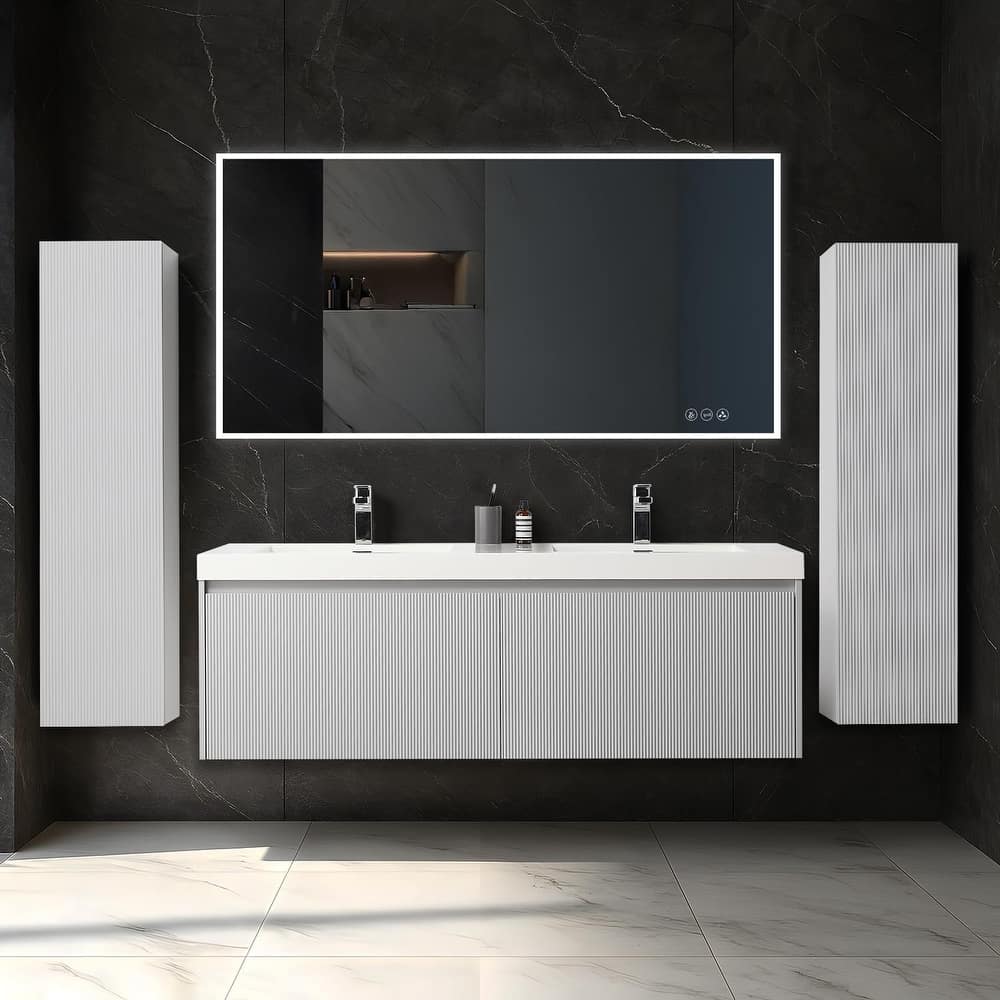 Blossom Positano 60" Floating Double Sink Vanity with Side Cabinets