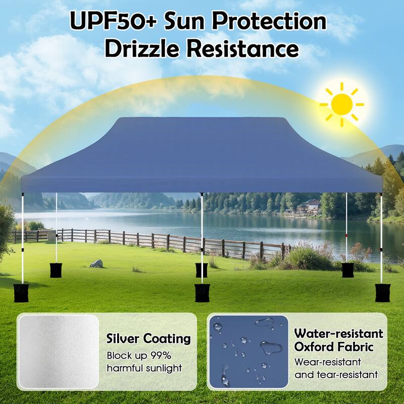 Gymax 10 x 20FT Pop-up Canopy Tent Folding Instant Sun Shelter w/ 3