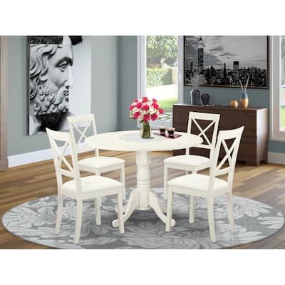 Round Dining Table Set with 4 Chairs - 42 Inch Kitchen Table, Linen White, Modern Furniture