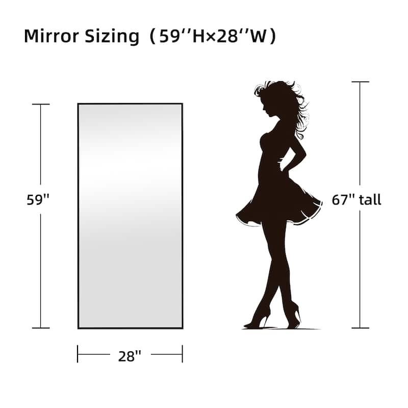 Modern Full-Length Aluminum Alloy Floor Mirror - 59*28