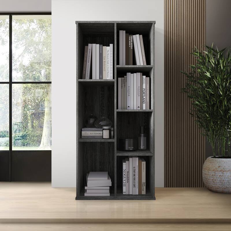 CraftPorch Simple Wooden Seven Cubby Shelves Bookcase