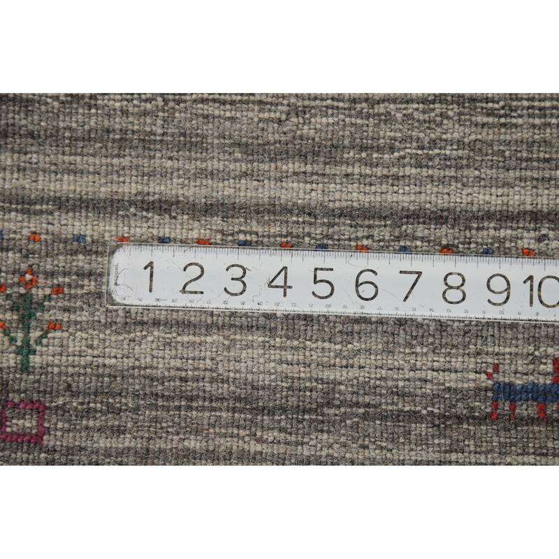 Hand Knotted Oriental 100% Wool Carpet Tribal Animal Pictorial Greys & Charcoal Gabbeh Area Rug - 7' 8'' X 5' 0''