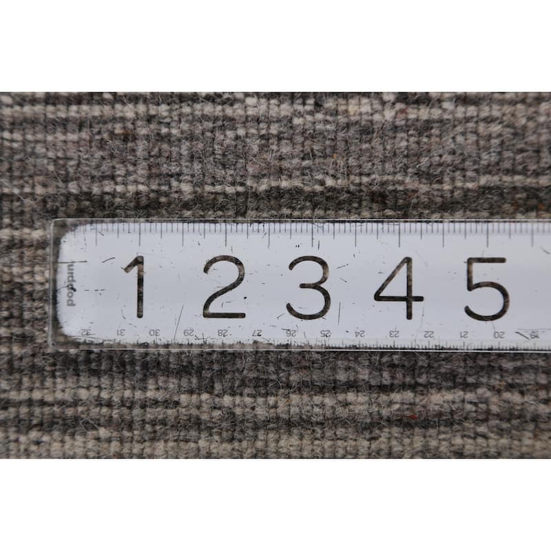 Hand Knotted Oriental 100% Wool Carpet Tribal Stripe Greys & Charcoal Gabbeh Area Rug - 9' 7'' X 8' 1''