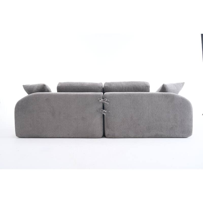 4-seater Combined Compression Sofa, Crochet Yarn Fabric, Gray