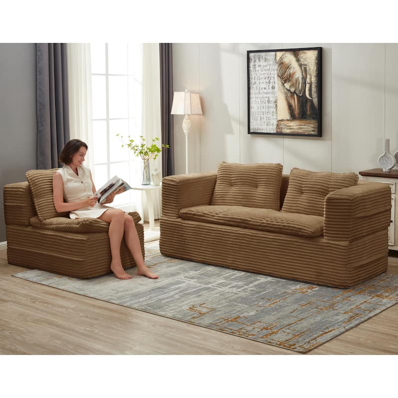 Sofa Bed With Independent Chaise Lounge And Functional Blanket,Convertible Sofa Bed,King Size Bed,Deep Seat