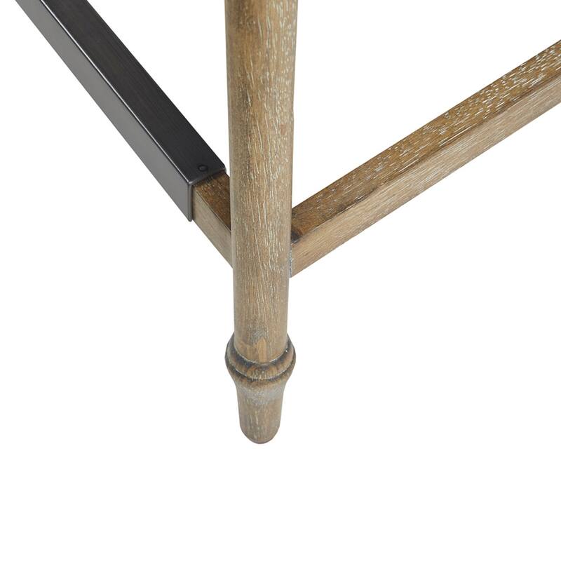 Roomfitters 25.5-Inch Upholstered Counter Stool, Solid Wood Turned Legs with Metal Kickplate, Blue