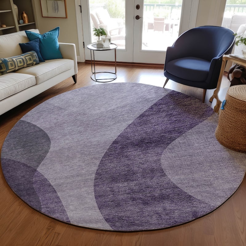 Machine Washable Indoor/ Outdoor Chantille Modern Deco Rug - Purple - 8' x 8'