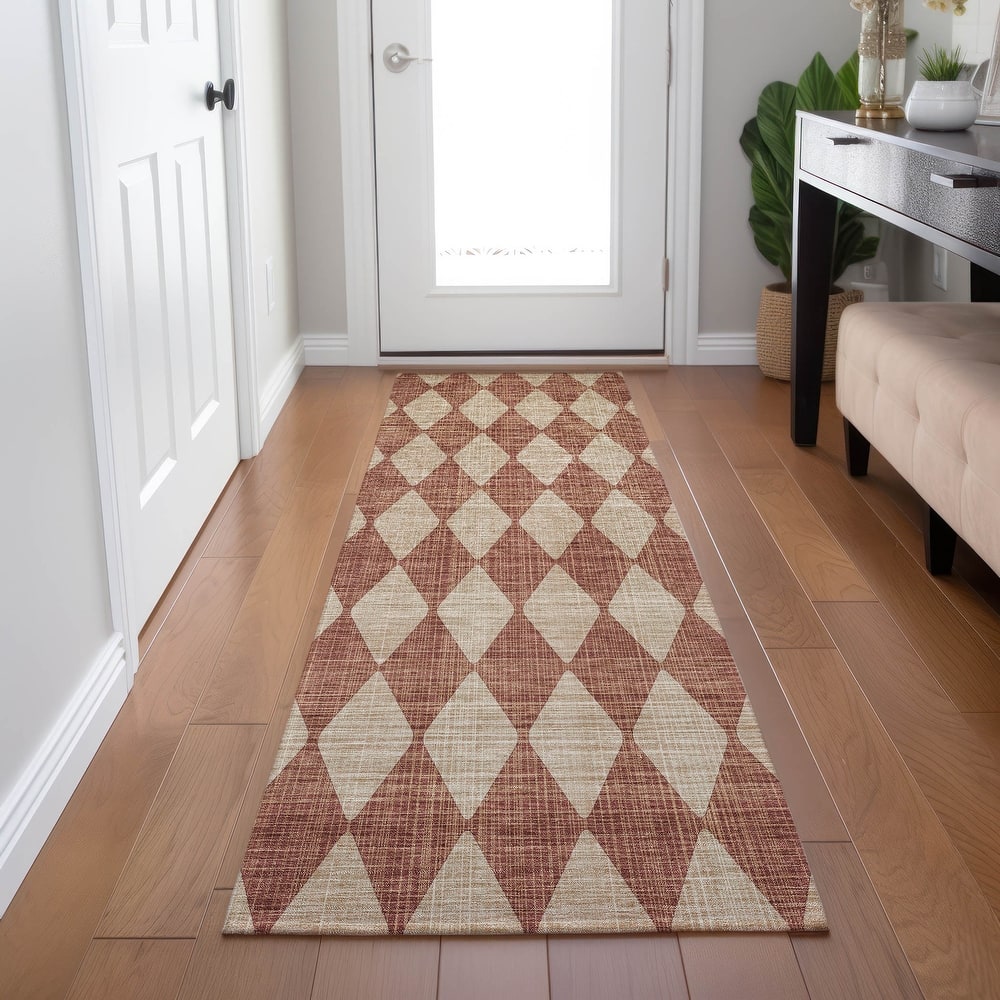 Machine Washable Indoor/ Outdoor Chantille Diamond Argyle Rug