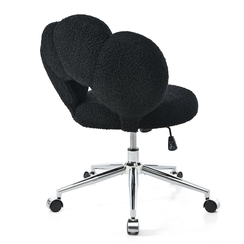 360°Swivel Height Adjustable Swivel Chair, Teddy Fabric, Home Office Chair