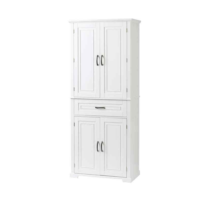 Tall Bathroom Storage Cabinet with Drawer and Adjustable Shelf, Waterproof Pantry Cabinet with Door Racks