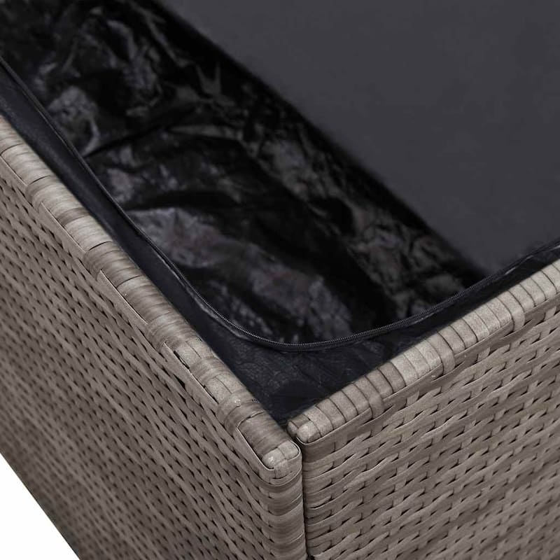 vidaXL Garden Storage Box Grey PE rattan, powder-coated steel Medium - 19.7 x 43.3 x 22.8
