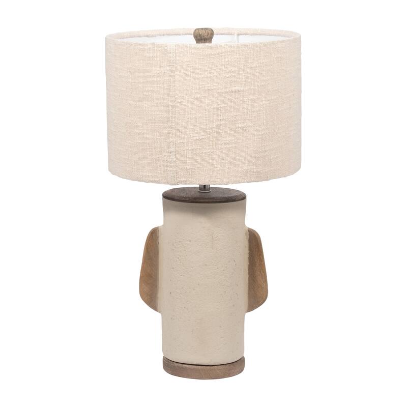 Sagebrook Home Neutral Textured 24" Unique Table Lamp, Ivory, Cylinder - 13" x 13" x 24"