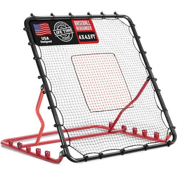 slide 2 of 7, Zealfeel Baseball Rebounder Net 4x4.5FT with 5 Angles, Pitch Back Trainer with 2 Strike Zones