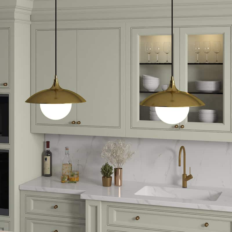 Alvia 14.5" Wide Pendant with Metal/Glass Shade - 14.5" Wide