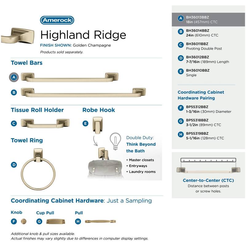 Amerock Highland Ridge 18" Towel Bar