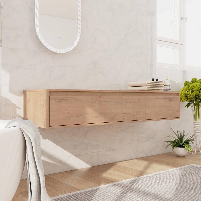 Beingnext 30"/60" Wall Mounted Bathroom Vanity with Sink, Floating Bathroom Vanity with Soft Close Drawer
