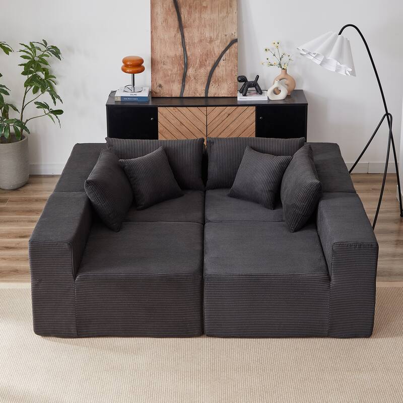 Convertible Modular Sleeper Couch L Shaped Cloud Sofa Bed