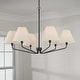 preview thumbnail 2 of 2, 34" W x 22.5" H 6-Light Angular Chandelier with Tapered White Fabric Shades - 34"W x 22.25"H