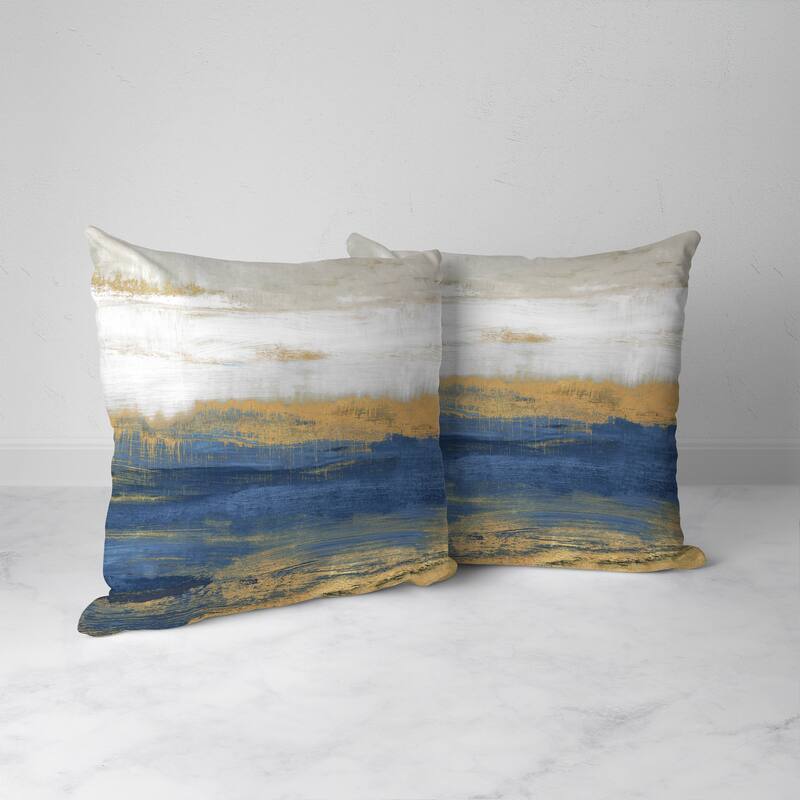 Laural Home Deep Shades Of Blue Abstract Indoor Decorative Pillow