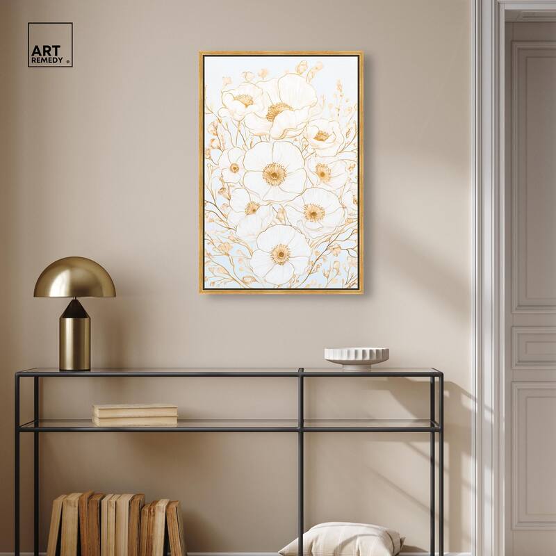 White and Gold Poppies II Canvas by Art Remedy