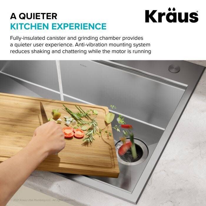 Kraus KWD100-75 WasteGuard 3/4 HP Continuous Garbage Disposal