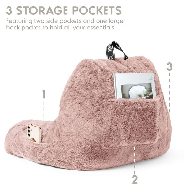 dimension image slide 13 of 25, Empyrean Furs Reading Pillows for Sitting in Bed Adult & Kids, Sit Up Back Support Pillow for Bed Rest