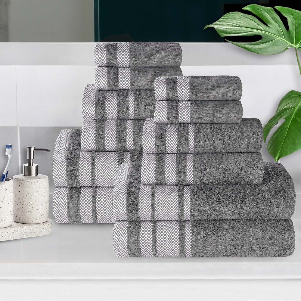 Superior Hays Cotton Medium Weight 12 Piece Bathroom Towel Set