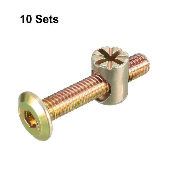 M6X15mm Furniture Barrel Screws Zinc Plated Metric Hex Drive Socket Cap Bolt Nuts Assortment Kit for Furniture Parts Cots Beds Crib and Chairs Bookcase Hardware 40pcs