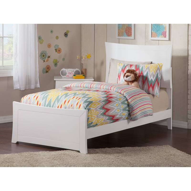 Metro Twin Foundation Bed Frame with Matching Footboard in White - White - Twin