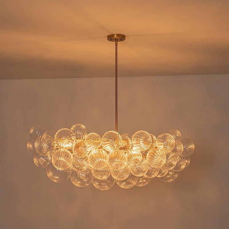 Glam 6-Light Waxing Crescent Striped Glass Cluster Bubble Chandelier - 47.2 in