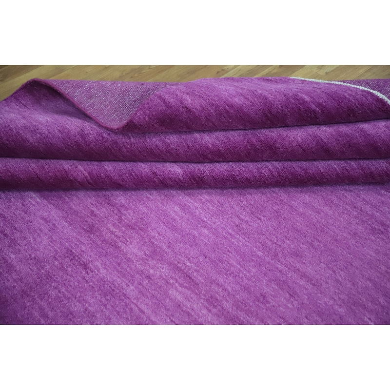 Hand Knotted Oriental 100% Wool Carpet Modern Solid Purples Gabbeh Area Rug - 12' 2'' X 9' 3''