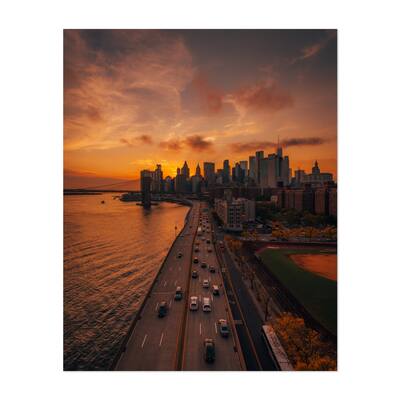 Manhattan Bridge New York Sunset over the FDR City Art Print/Poster ...