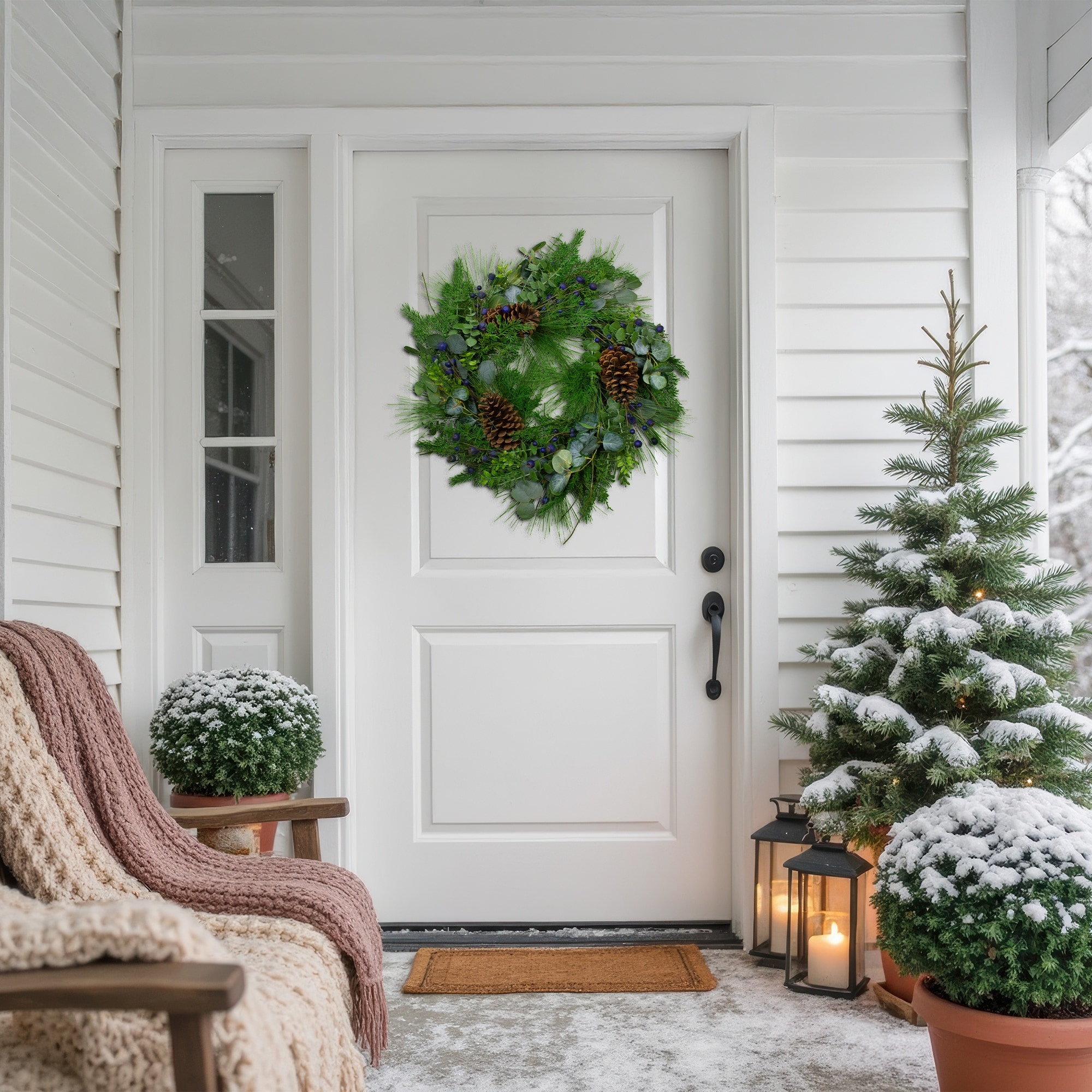 real touch™️ eucalyptus and pine artificial christmas wreath 28" unlit