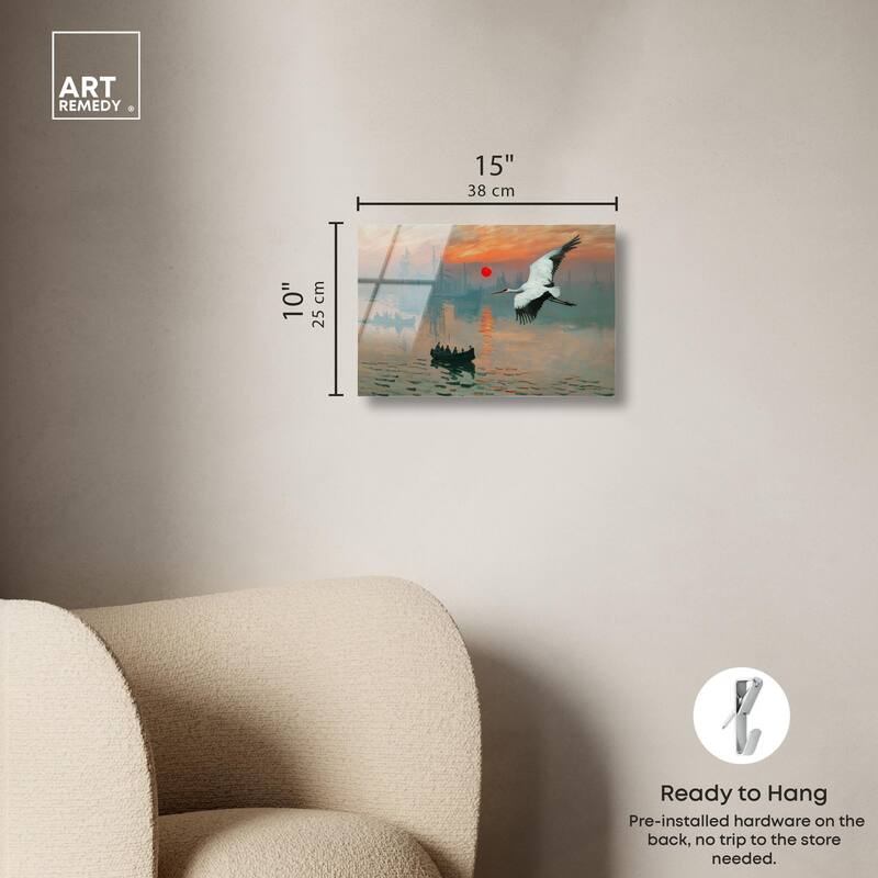 Crane Sunset Acrylic by Art Remedy, Ready to Hang