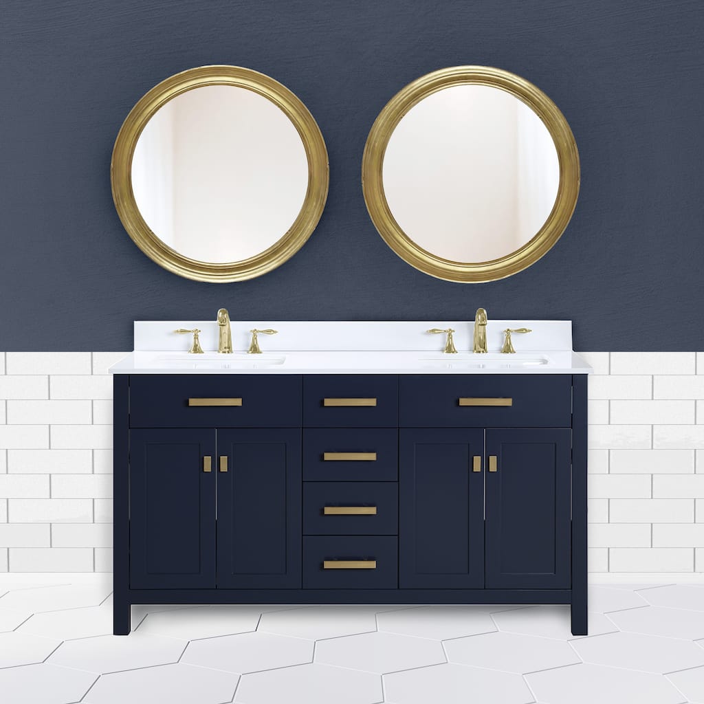 Luca 60" Freestanding Navy Blue Double Bathroom Vanity Set