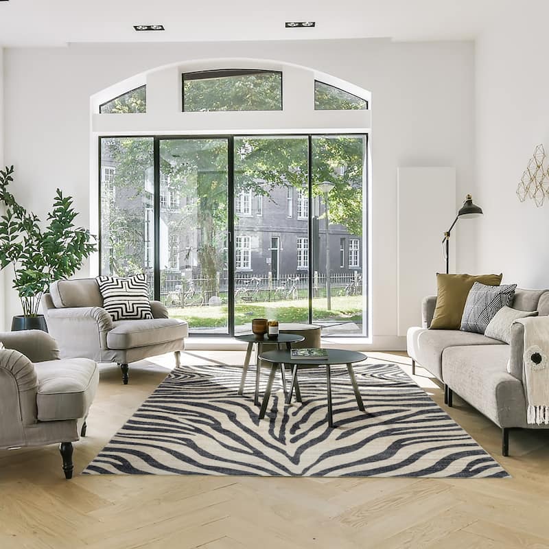 Gertmenian Crystal Print Washable Digital Printed Flat Pile Polyester Slip Resistant Area Rug Collection