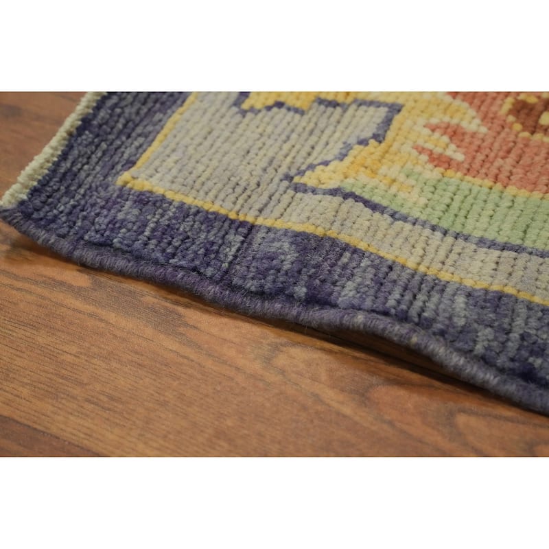 Vegetable Dye Wool Oushak Turkish Area Rug, Geometric Carpet - 12' 8'' X 10' 1''