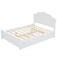 preview thumbnail 11 of 13, Full Platform Bed with Trundle, Flower Shape Headboard and Footboard, Wood Slat Support Bed, No Box Spring Required, White