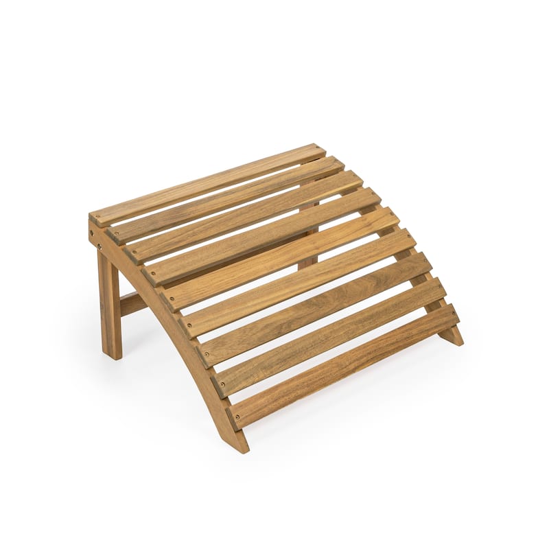 Shoreham 2-Piece Traditional Rustic Acacia Wood Adirondack Chair with Detachable Ottoman, by JONATHAN Y