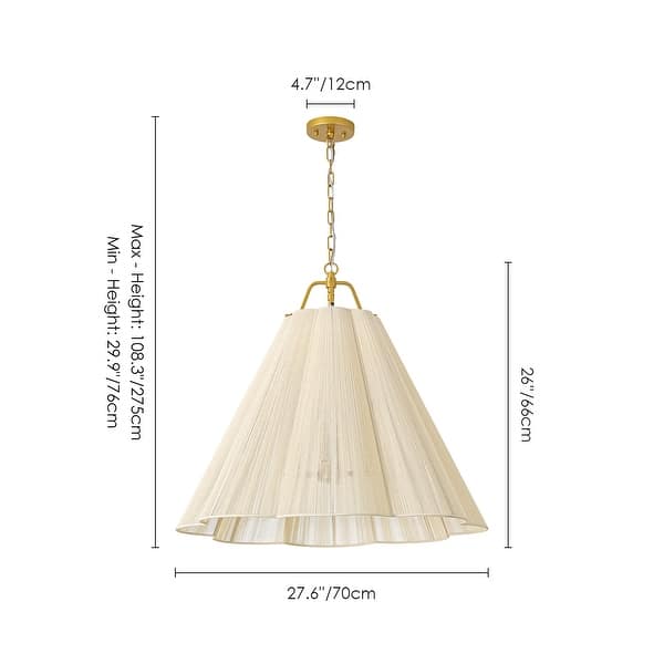 Rennnsan 4-Light Modern Cotton Pendant Light for Dining Room Living Room - 27.6" W x 26" H