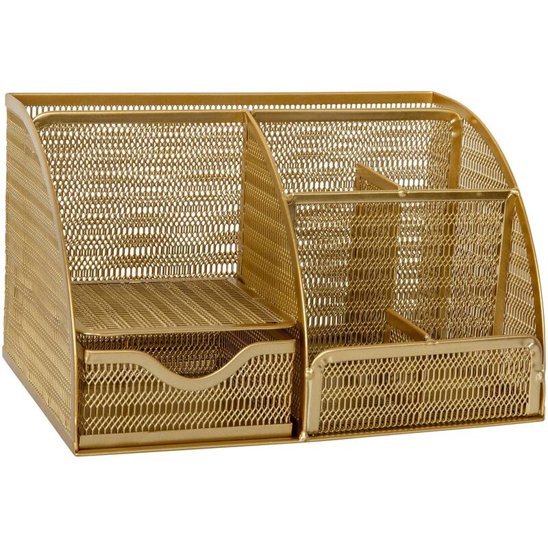 Flash Furniture HH-OHD05-MS Ryder 5" Tall Stationary Office Organizer - Gold - Gold
