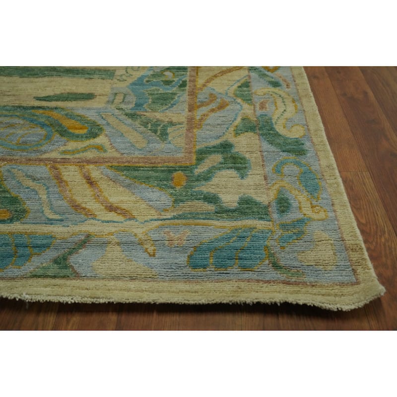 Vegetable Dye Wool Oushak Turkish Large Rug, Geometric Carpet - 14' 1'' X 10' 3''