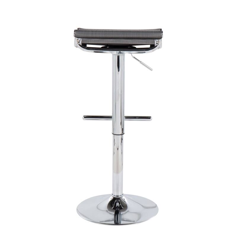 Lumisource Mirage Ale Adjustable Bar Stool in Chrome and Silver Mesh - 18"Lx16"Wx26.25-35"H