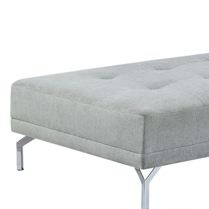 HomeRoots 74" Gray Velvet Convertible Futon Sofa With Toss Pillow - 74