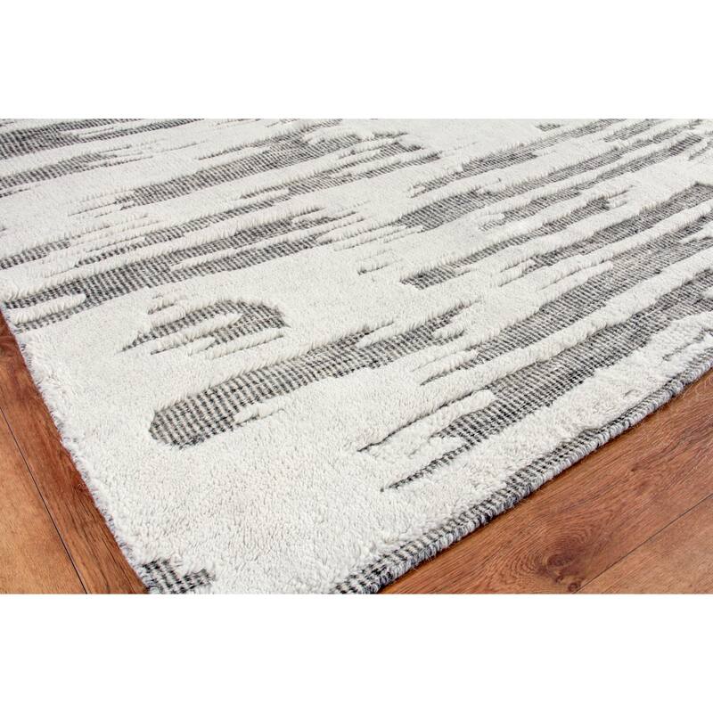 EXQUISITE RUGS Calibre Hand-knotted New Zealand Wool Ivory/Charcoal Area Rug.