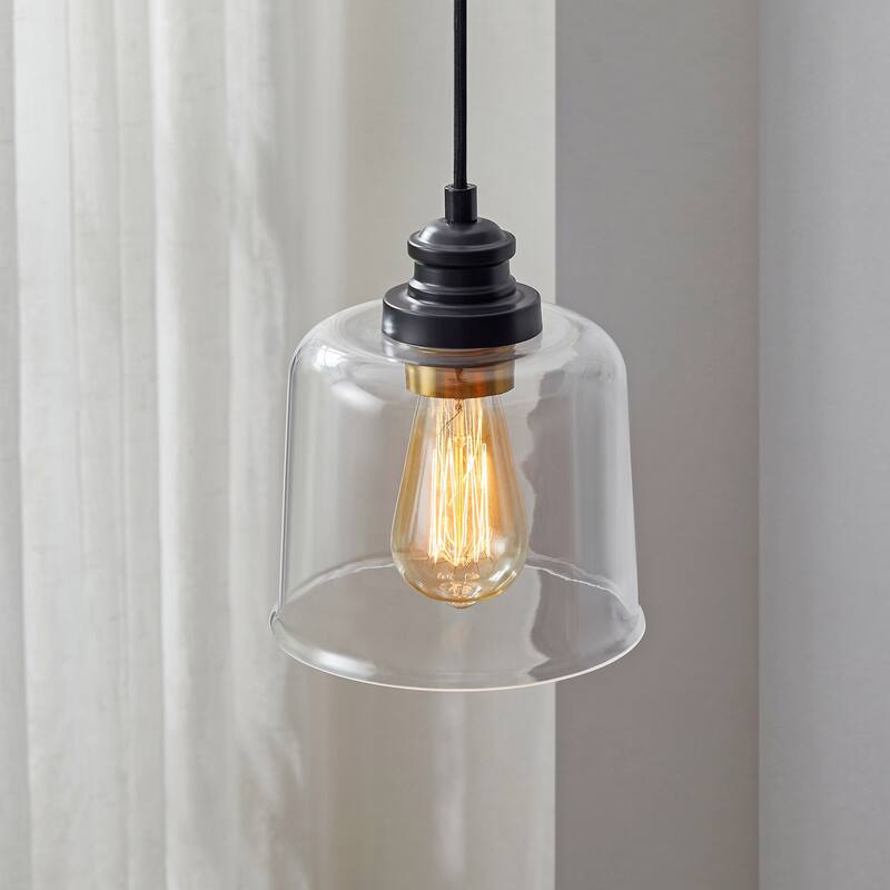 KAWOTI 1-Light Mini Pendant Light with Glass Shade - Adjustable up to 82"